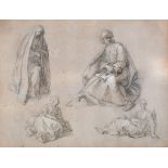 Abraham Bloemaert (1564-1651)  Figure studies  Pen and wash over black chalk  15 x 19 cm. (6 x 7 1/2