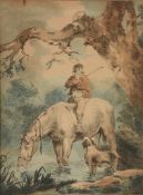 After George Morland (1763-1804)  The Young Carter  Soft ground etching  45 x 34 cm. (17 3/4 x 13