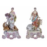 A pair of Continental porcelain figures   representing the Continents, circa 1900, in the Bow