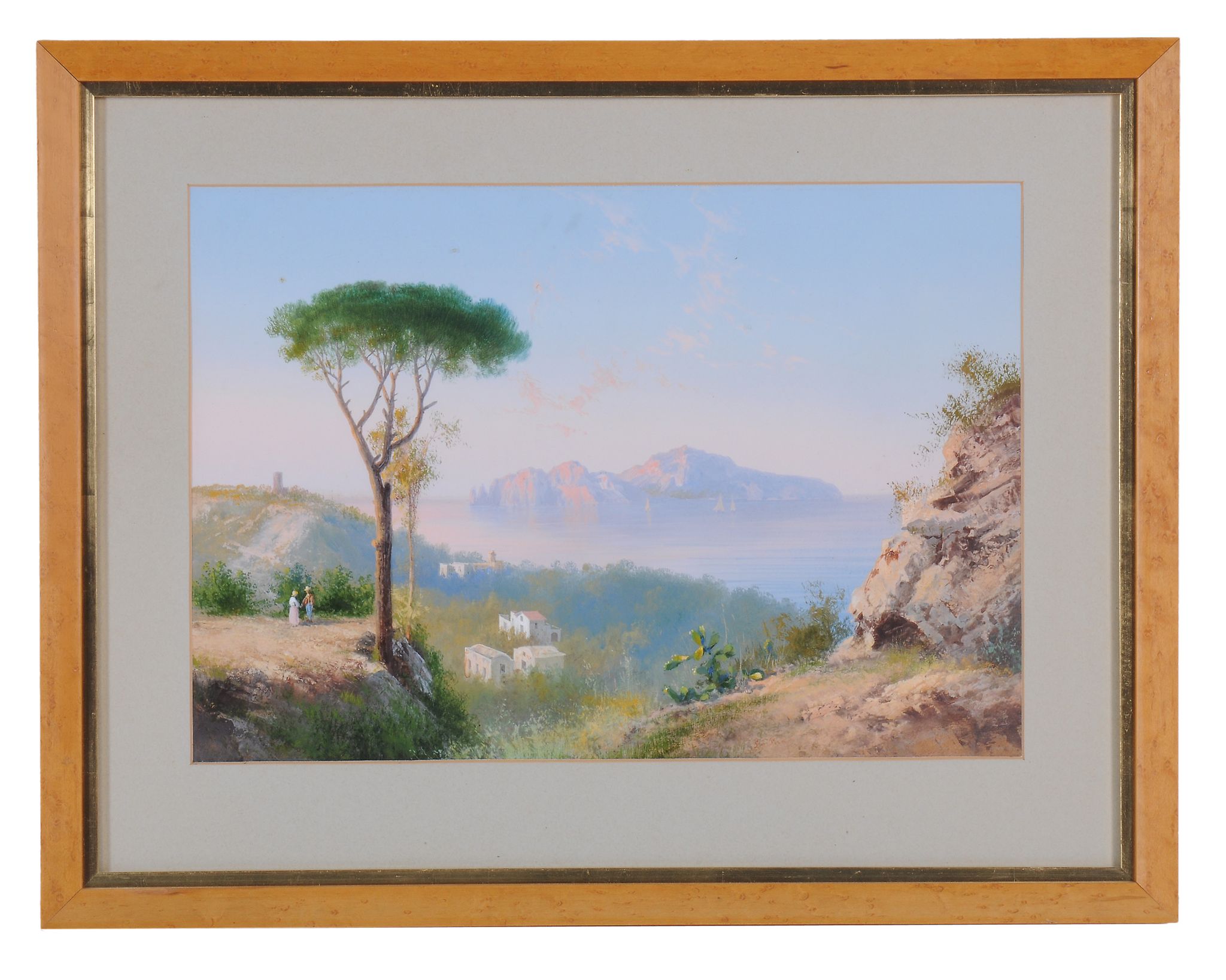 Neapolitan School (19th century)  Coastal scene, possibly Capri  Gouache  31 x 44 cm. (12 1/4 x 17 - Image 2 of 3