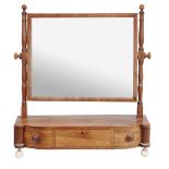 A Regency mahogany and boxwood strung dressing mirror  , circa 1815,  the rectangular plate on