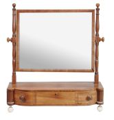 A Regency mahogany and boxwood strung dressing mirror  , circa 1815,  the rectangular plate on