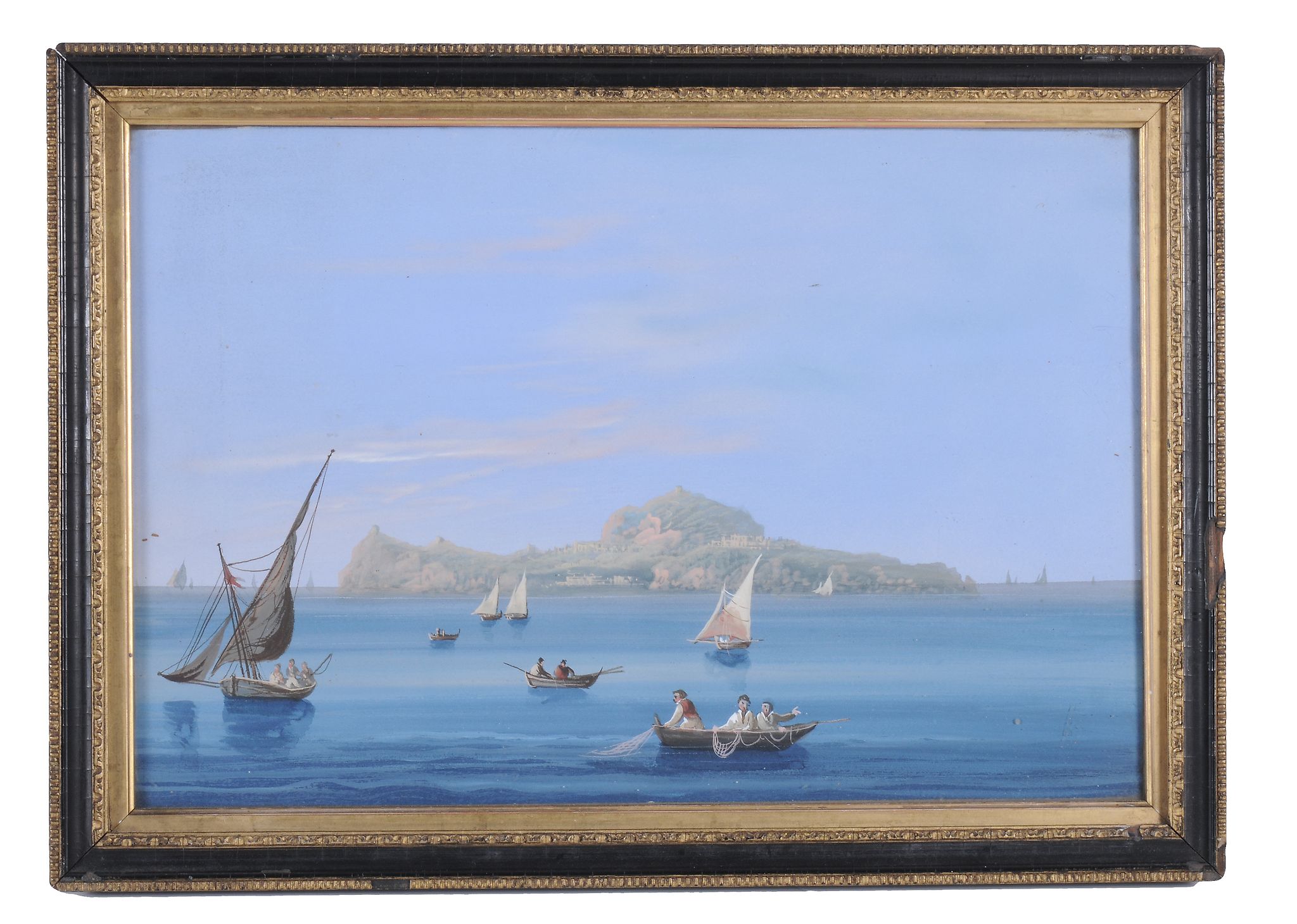 Neopolitan School (19th century) Fishing boats off the Italian coast, near Capri Gouache 23 x 34.5 - Image 2 of 3