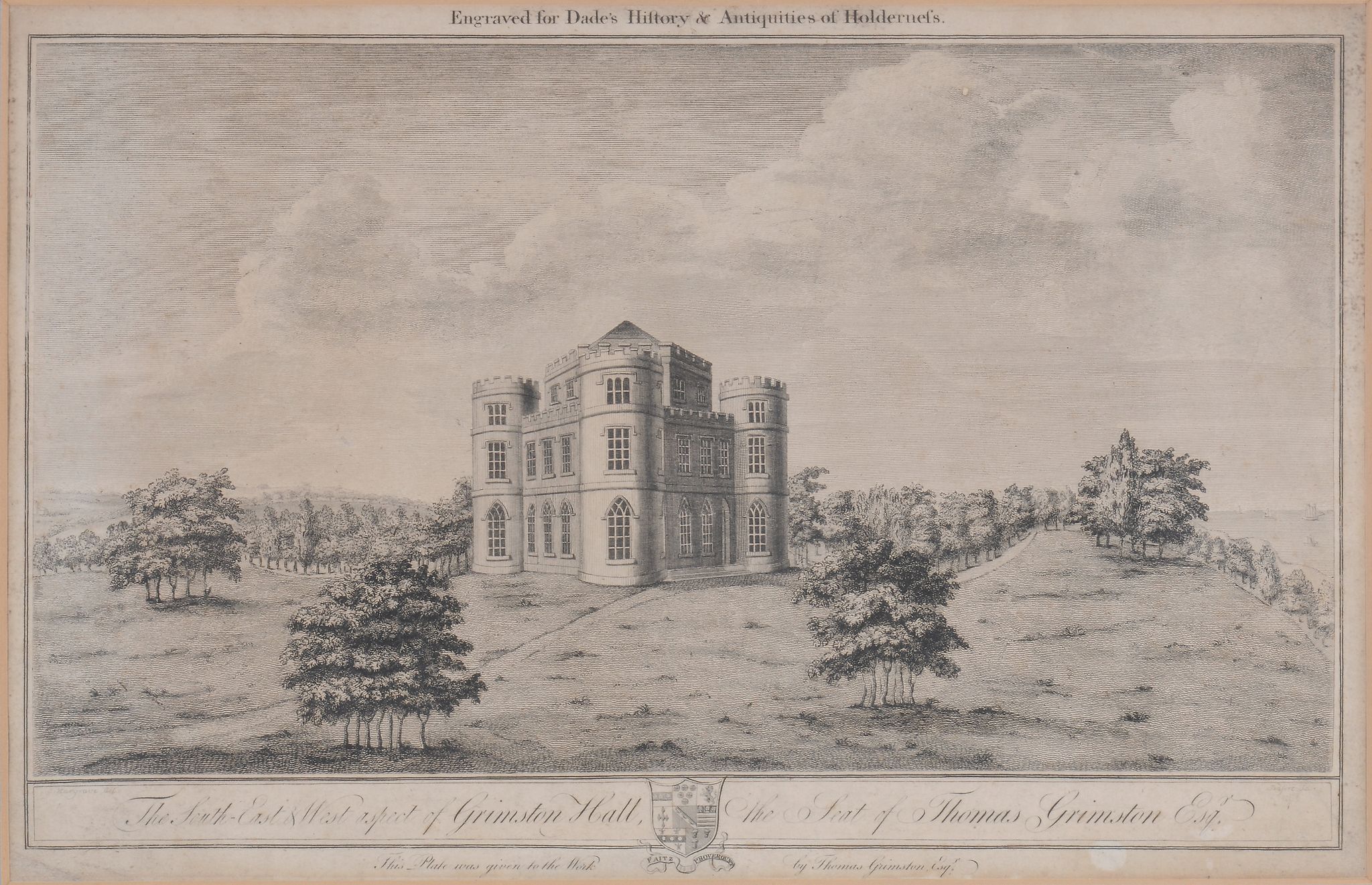 French School (18th century) Prospect of the Palace of Chantilly Engraving 20 x 40 cm. (7 7/8 x 15 - Image 4 of 12