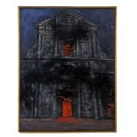 Aldo Pagliacci (1913-1991) San Marcello in Flames; Cathedral in Flames A pair,oil on board  Each