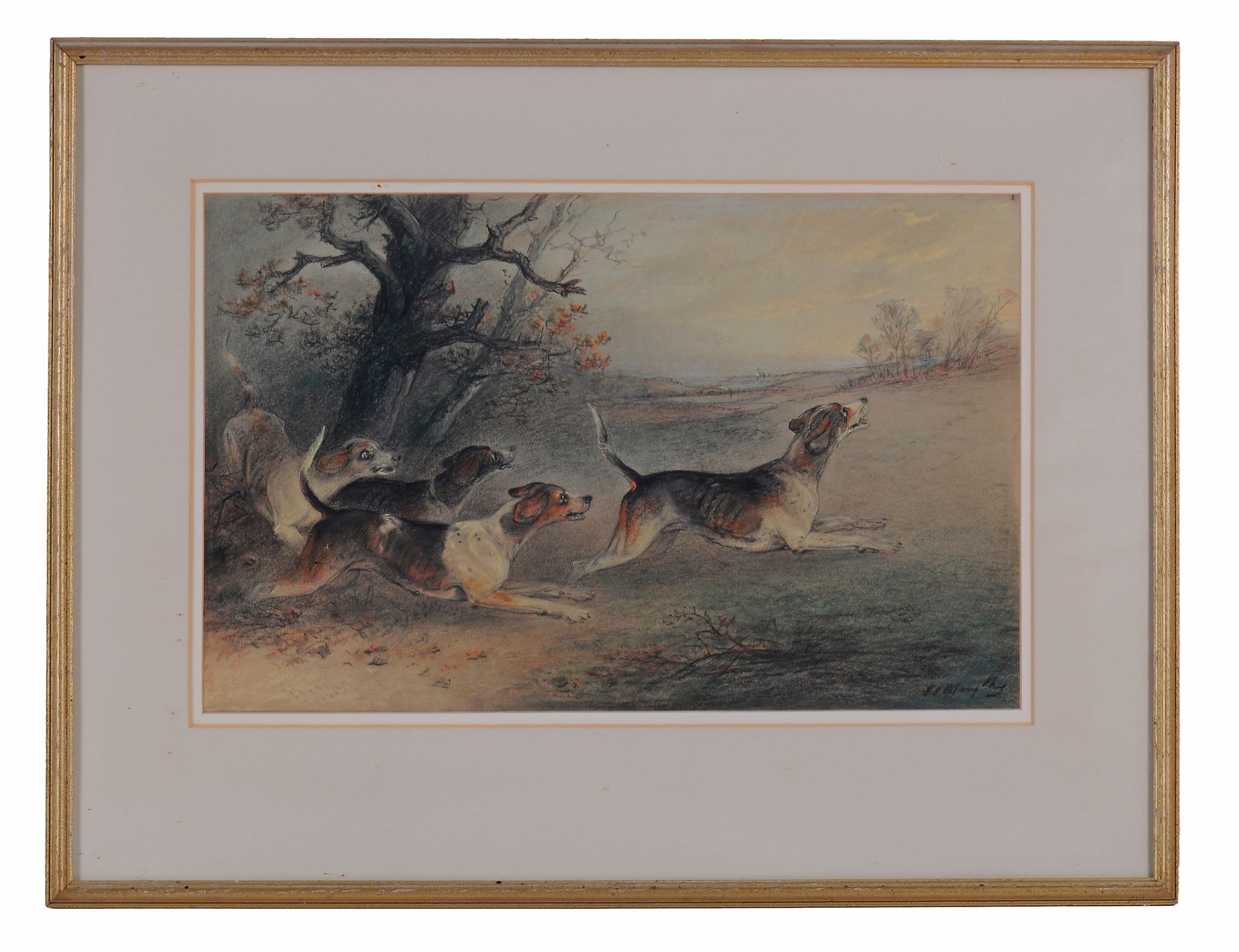 Edward Robert Smythe (1810-1899)   Four Hunting scenes  Coloured chalks on paper Each c.29 x 46 cm.