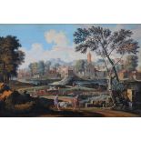 After Nicholas Poussin (1594-1665)  The Burial of Phocion  Gouache 41 x 63 cm. (16 x 24 3/4 in)