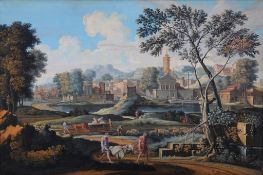 After Nicholas Poussin (1594-1665)  The Burial of Phocion  Gouache 41 x 63 cm. (16 x 24 3/4 in)