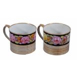 A pair of English porcelain mugs  , first quarter 19th century, 9cm high