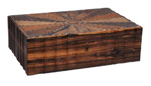 An Anglo Indian coromandel and sample wood veneered box  , last quarter 19th century, of