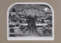 Graham Clarke (b.1941) Badger's Oak Woodcut Signed artist's proof 28 x 34 cm. (11 x 13 3/8 in)