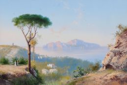 Neapolitan School (19th century)  Coastal scene, possibly Capri  Gouache  31 x 44 cm. (12 1/4 x 17