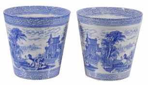 A pair of Wardle blue and white printed pottery 'Arcadian chariot' pattern jardinieres  , late 19th