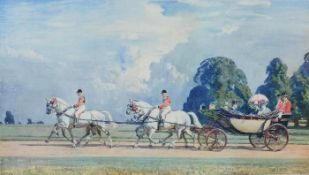 After Sir Alfred MunningsTheir Majesties returning from AscotSigned print38cm x 66cm