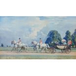 After Sir Alfred MunningsTheir Majesties returning from AscotSigned print38cm x 66cm