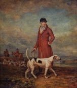 After Ben Marshall (1768-1835) A portrait of Thomas Hinton Esq., M.F.H., with a hound Oil on panel