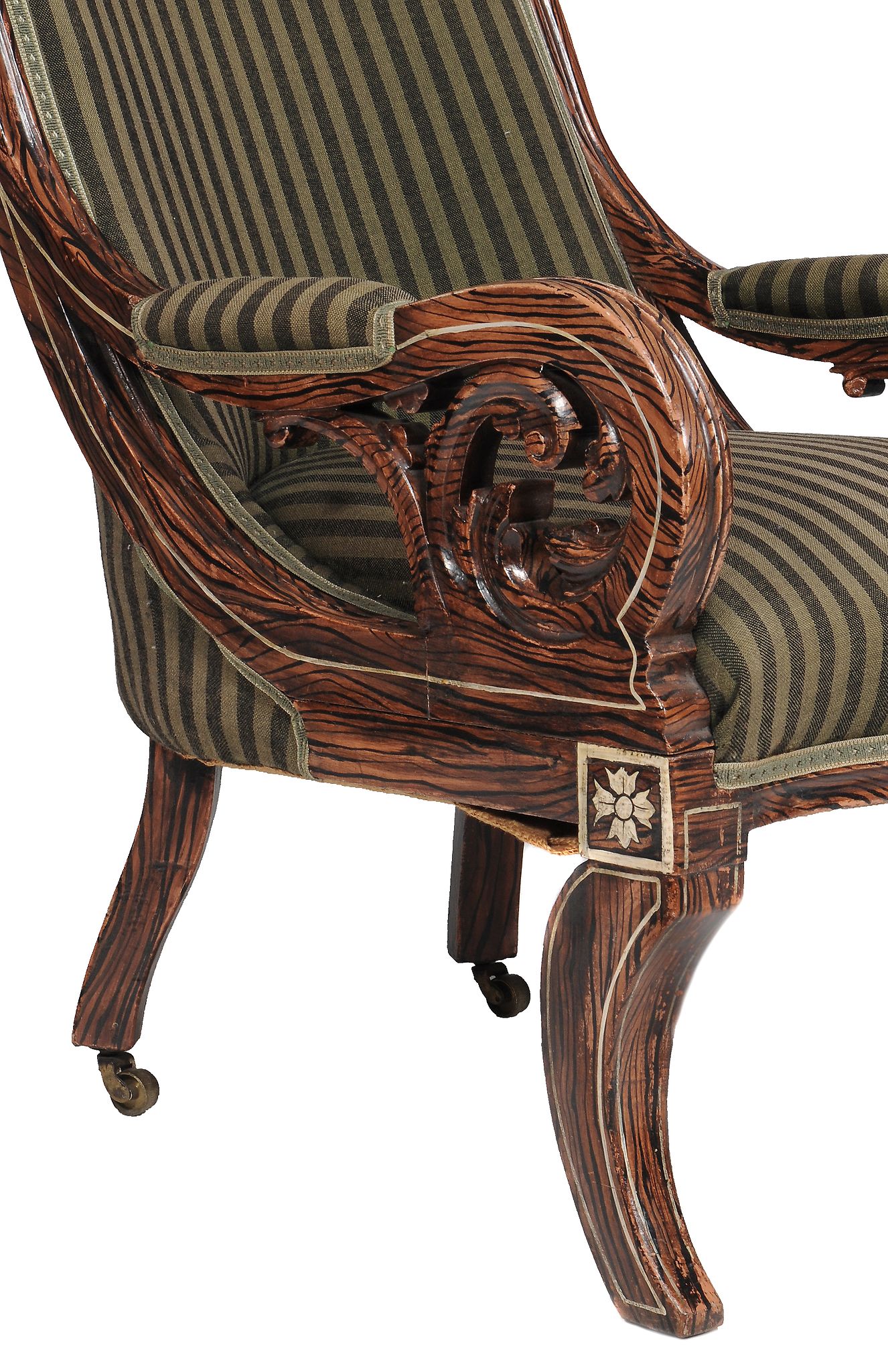 A pair of William IV simulated rosewood and upholstered armchairs  , circa 1835, the upholstered - Image 2 of 2