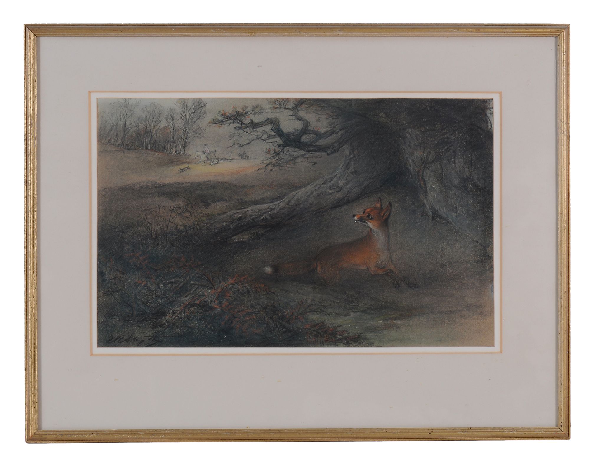Edward Robert Smythe (1810-1899)   Four Hunting scenes  Coloured chalks on paper Each c.29 x 46 cm. - Image 3 of 8
