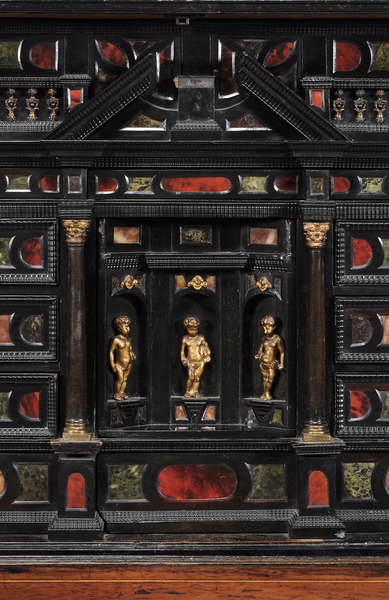 An Italian rosewood and simulated pietre dure collectors cabinet  , mid 17th century, with hinged - Image 3 of 4