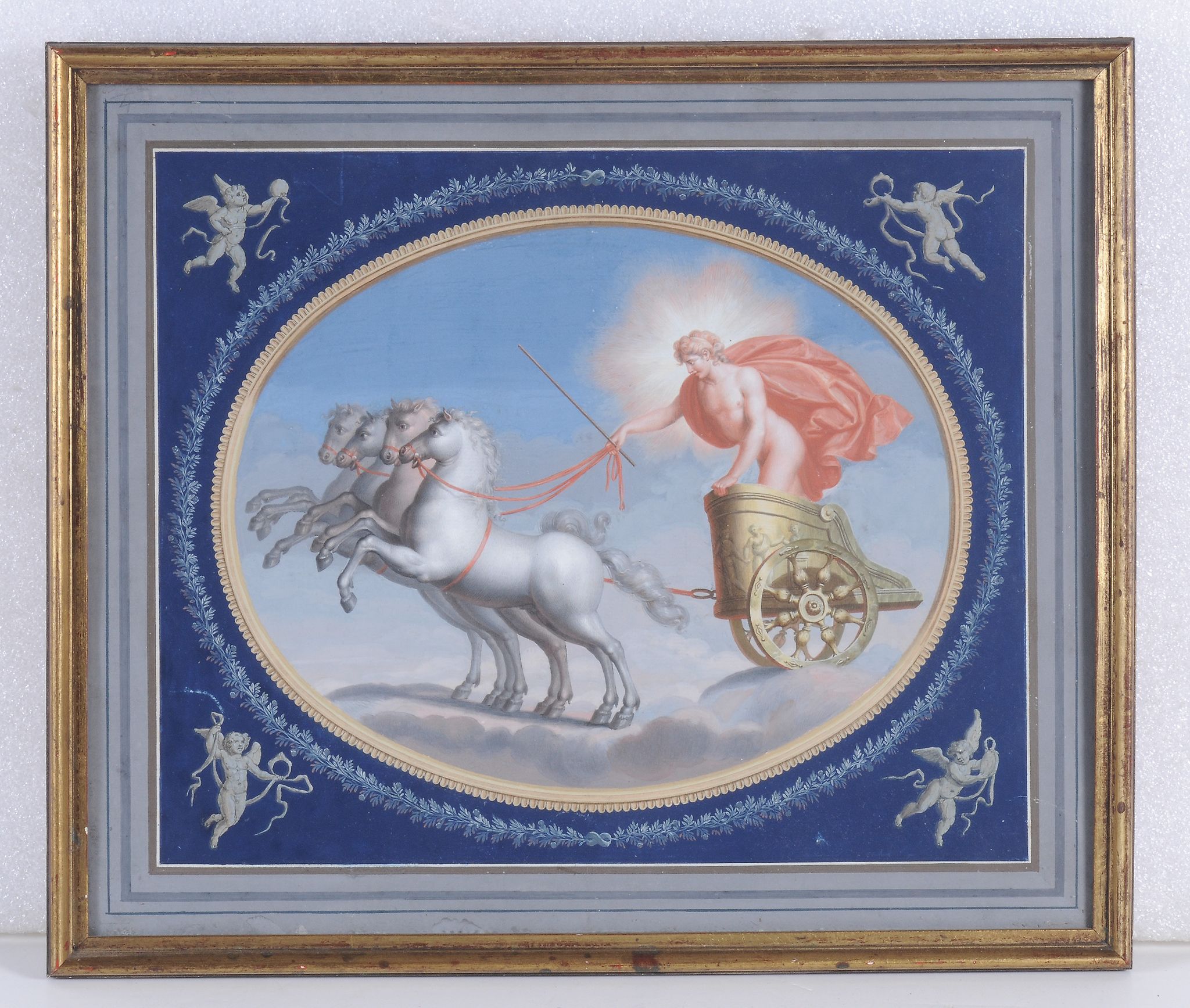 Continental School (19th century)  Classical maiden in chariot  Gouache and watercolour, in - Image 2 of 3