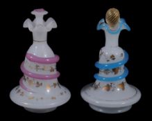 A pair of opaline glass scent bottles and stoppers  , circa 1870, 16cm high Please see image on our