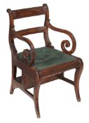 A Regency mahogany metamorphic library armchair  , circa 1815, in the manner of Morgan and Sanders,