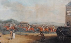 After Henry Bernard Chalon (1770-1849) Racing scene Coloured engraving  52 x 85 cm. (20 1/2 x 33 1/