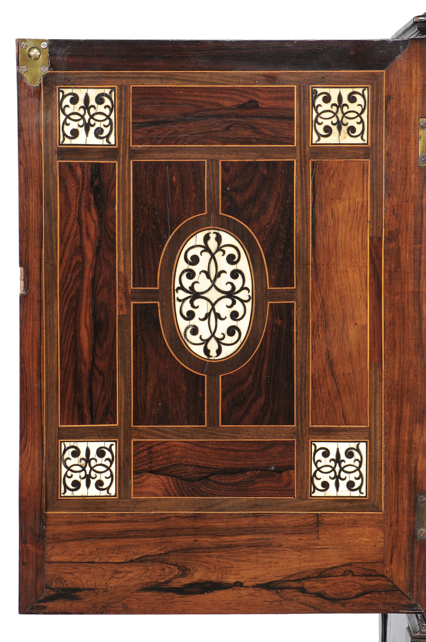 An Italian rosewood and simulated pietre dure collectors cabinet  , mid 17th century, with hinged - Image 4 of 4