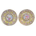 A pair of Coalport `Church Gresley' pattern plates  , circa 1820,  painted with a central bouquet