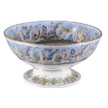 A Staffordshire pottery punchbowl of F. &  R. Pratt type  , mid 19th century,  printed  with