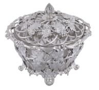 The Prince Consort: A Victorian silver dessert sugar or cream basket and cover by Edward Barnard  &