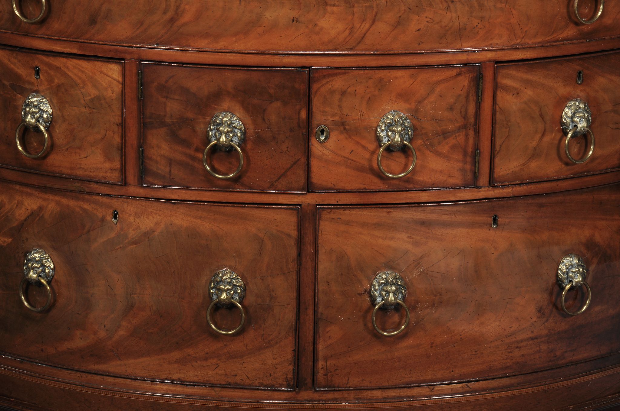 A Regency and later mahogany chest  , of bowfront outline  with a three quarter gallery  and - Image 3 of 3