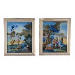 A pair Continental reverse glass paintings,   mid 18th century,  of Jacob's dream and another