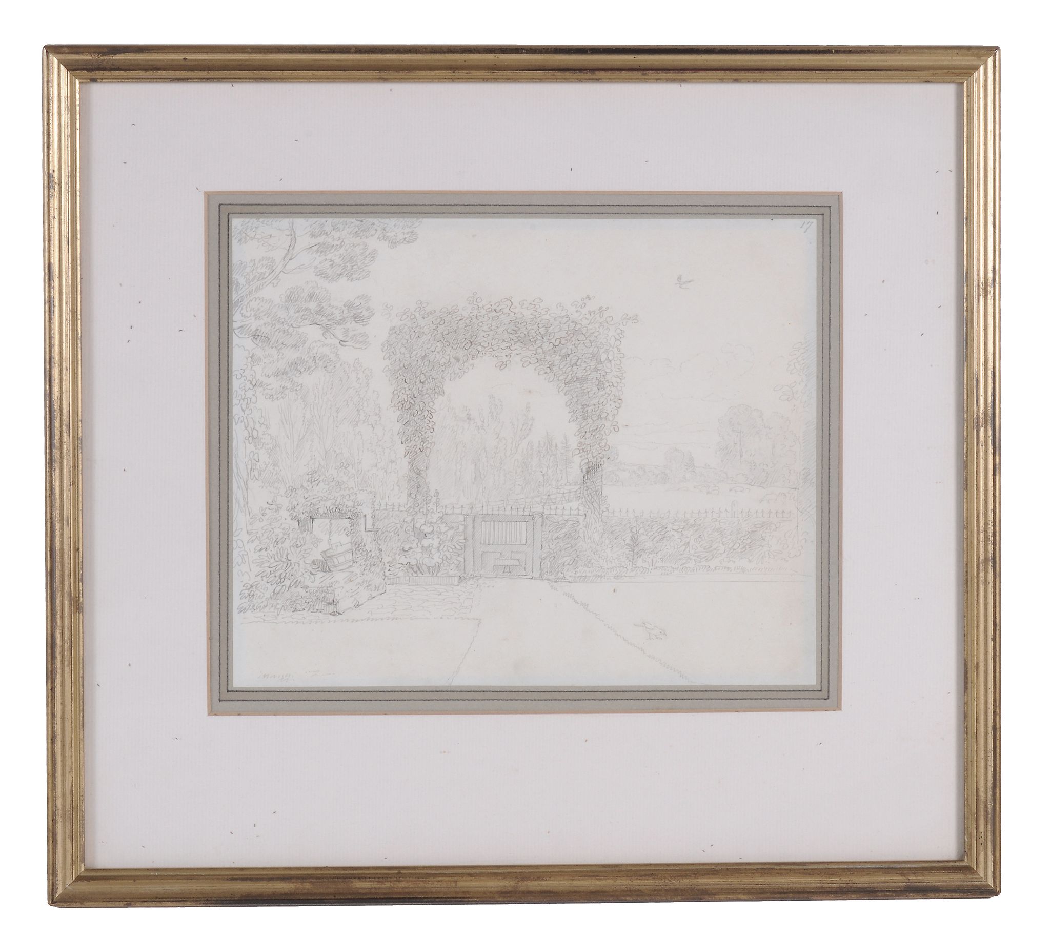 Mary Spillsbury (1777-1823) A rustic Cottage Gateway Grey ink Indistinctly signed and inscribed   17 - Image 3 of 6