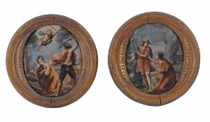 Italian School (18th century)  The Martyrdom of St. Catherine  A pair, oil on copper Each c.  15 x