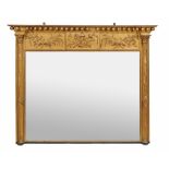 A Regency giltwood overmantel mirror  , circa 1815, with central frieze containing naval motif