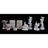 A selection of mostly decorative ceramics  , including a Paris porcelain pastille burner, a Wemyss