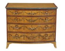 (178)   A Regency painted satinwood bowfront chest of drawers,   circa 1815, the painted finish
