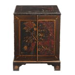 A black lacquer and gilt decorated cupboard  , late 18th/ early 19th century,  with gilt and