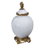 A Continental porcelain gilt-metal mounted white ovoid Chinese-style vase,   mounted in the 18th