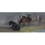 Edward Robert Smythe (1810-1899) Horses Coloured chalks on paper Signed lower left 25 x 56 cm. (9