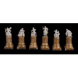 A collection of six miniature ivory figures of saints or worshippers,   early 19th century,  each