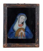 A Chinese export reverse glass painting of a the Madonna,   19th century,     24.5cm x 19.5cm,