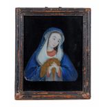 A Chinese export reverse glass painting of a the Madonna,   19th century,     24.5cm x 19.5cm,