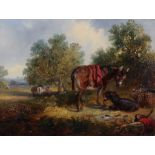 Thomas Smyth (1825-1906) Donkeys in a landscape Oil on board Signed and dated   1855   verso  30 x