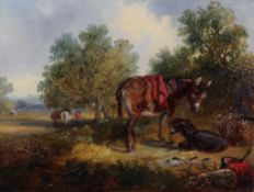 Thomas Smyth (1825-1906) Donkeys in a landscape Oil on board Signed and dated   1855   verso  30 x