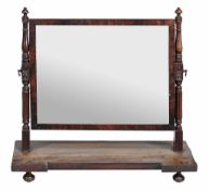 A late George III mahogany toilet mirror  , circa 1810, in the manner of Gillows,  the oblong plate