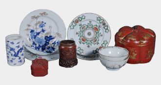 Various Chinese ceramics and works of art  , 18th/19th centuries, to include a hexafoil red laquer