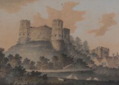 James Lambert of Lewes (1725-1788)  West View of Lewes Castle Watercolour on paper Signed and dated