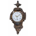 A French Louis XVI gilt bronze small cartel timepiece, Fortin, Paris, circa 1775,   the circular